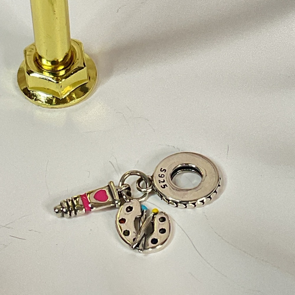 🌟 S925 Sterling Silver Artist Palette Dangle Charm - Picture 5 of 5